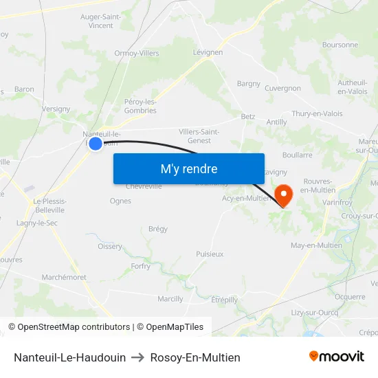 Nanteuil-Le-Haudouin to Rosoy-En-Multien map