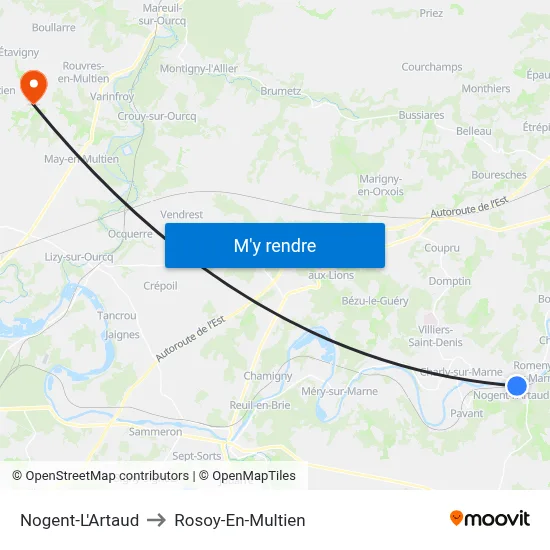 Nogent-L'Artaud to Rosoy-En-Multien map