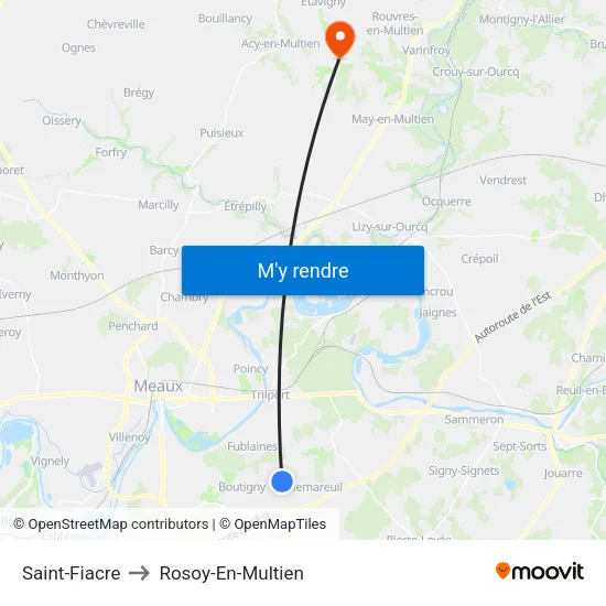 Saint-Fiacre to Rosoy-En-Multien map