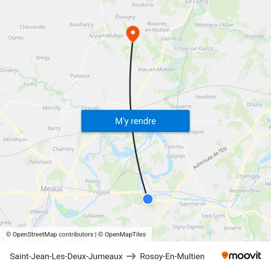 Saint-Jean-Les-Deux-Jumeaux to Rosoy-En-Multien map