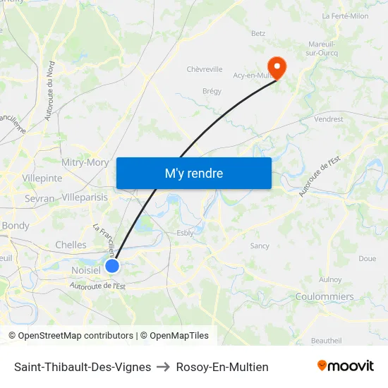Saint-Thibault-Des-Vignes to Rosoy-En-Multien map