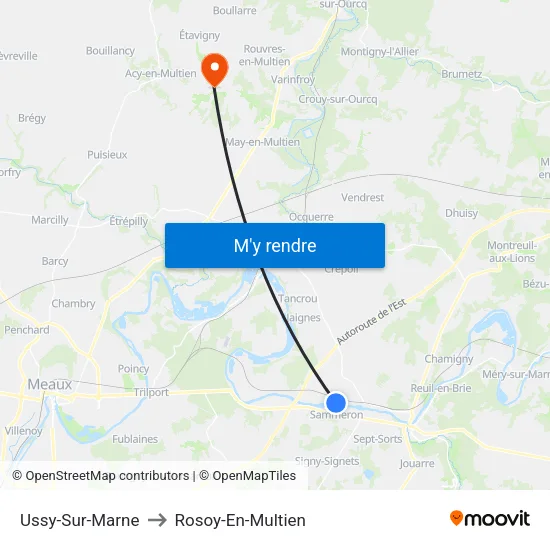 Ussy-Sur-Marne to Rosoy-En-Multien map