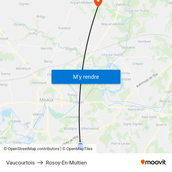 Vaucourtois to Rosoy-En-Multien map