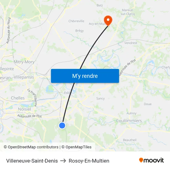 Villeneuve-Saint-Denis to Rosoy-En-Multien map