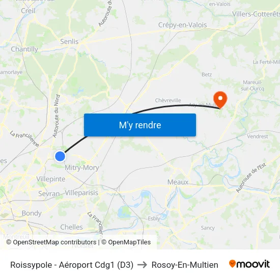 Roissypole - Aéroport Cdg1 (D3) to Rosoy-En-Multien map