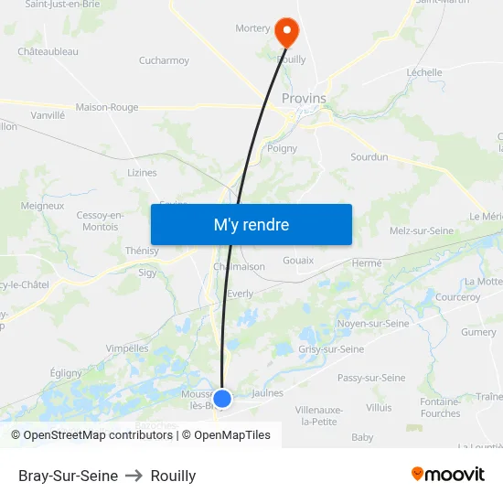 Bray-Sur-Seine to Rouilly map