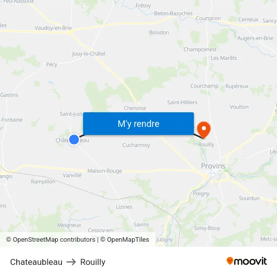 Chateaubleau to Rouilly map