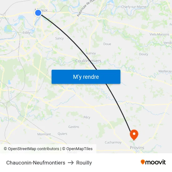 Chauconin-Neufmontiers to Rouilly map