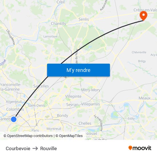 Courbevoie to Rouville map