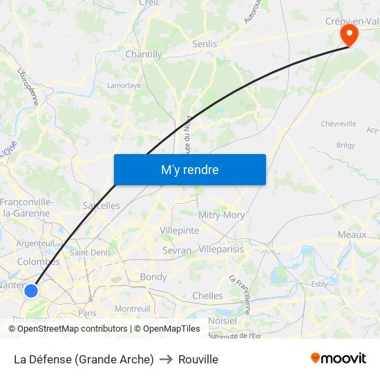La Défense (Grande Arche) to Rouville map