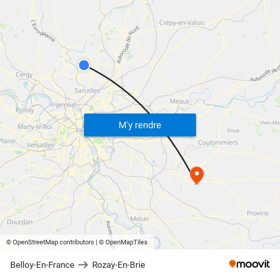 Belloy-En-France to Rozay-En-Brie map