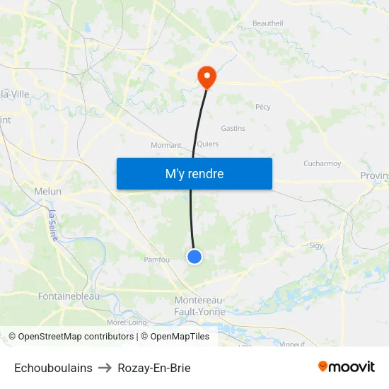 Echouboulains to Rozay-En-Brie map