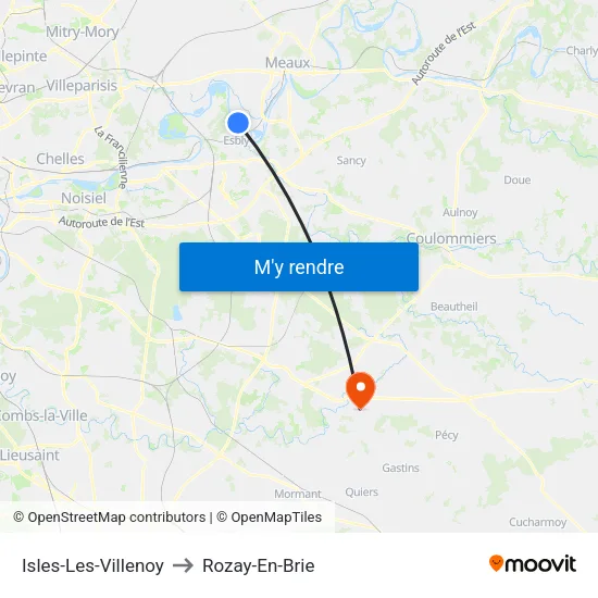 Isles-Les-Villenoy to Rozay-En-Brie map