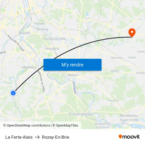 La Ferte-Alais to Rozay-En-Brie map