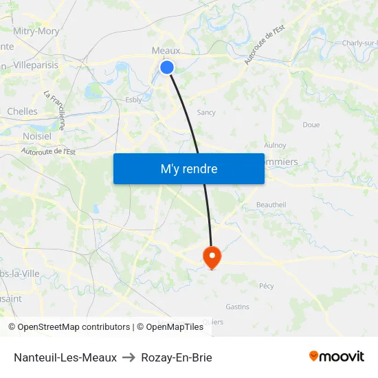 Nanteuil-Les-Meaux to Rozay-En-Brie map