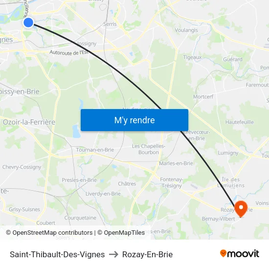 Saint-Thibault-Des-Vignes to Rozay-En-Brie map