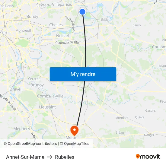 Annet-Sur-Marne to Rubelles map