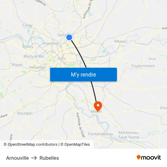 Arnouville to Rubelles map