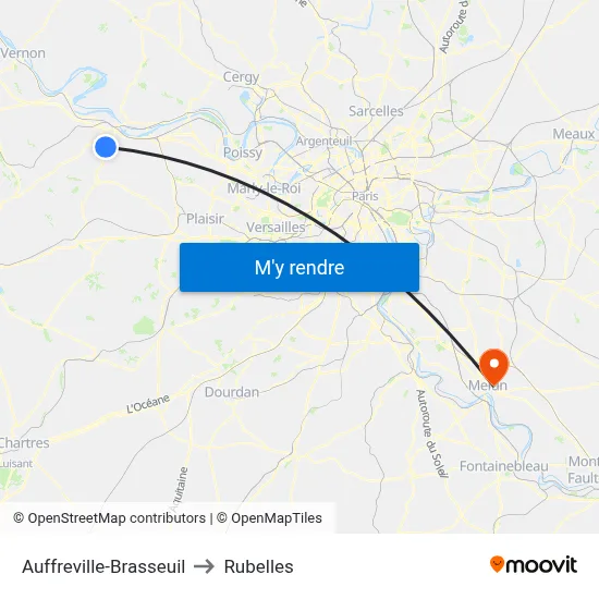 Auffreville-Brasseuil to Rubelles map