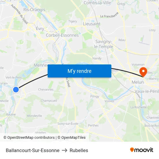 Ballancourt-Sur-Essonne to Rubelles map