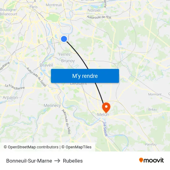 Bonneuil-Sur-Marne to Rubelles map