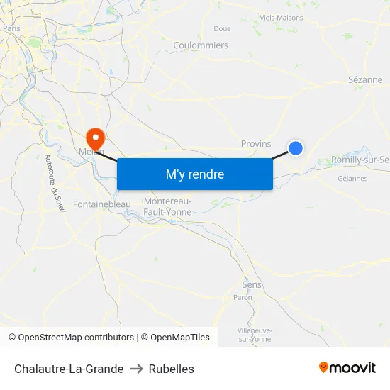Chalautre-La-Grande to Rubelles map
