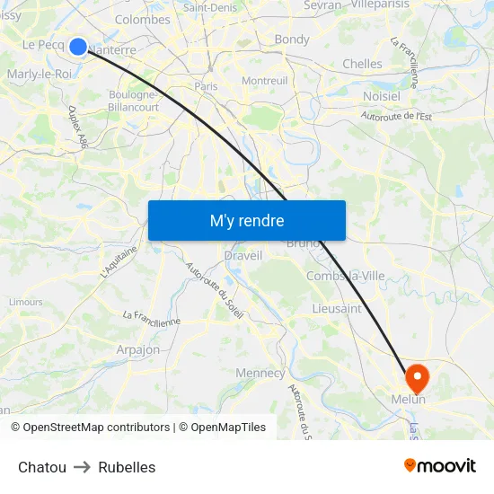 Chatou to Rubelles map