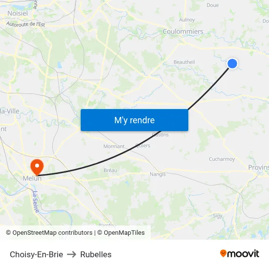 Choisy-En-Brie to Rubelles map