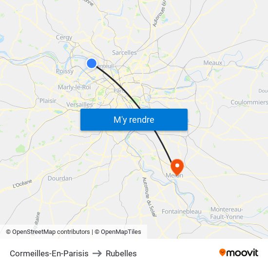Cormeilles-En-Parisis to Rubelles map