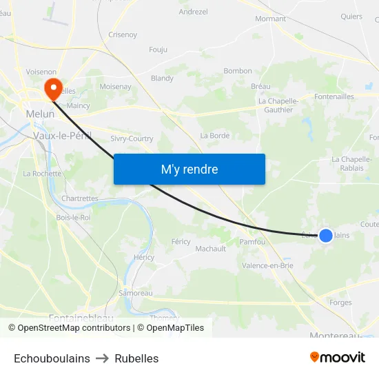 Echouboulains to Rubelles map