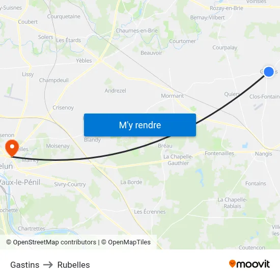 Gastins to Rubelles map