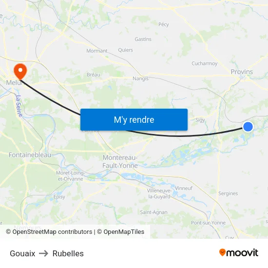 Gouaix to Rubelles map