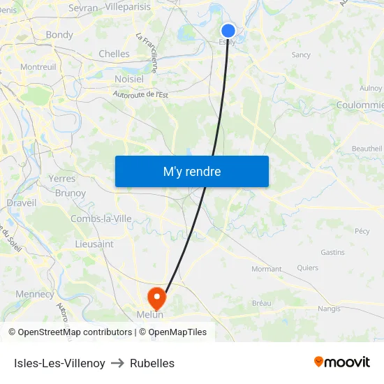 Isles-Les-Villenoy to Rubelles map
