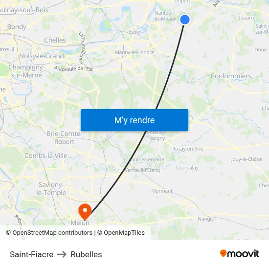 Saint-Fiacre to Rubelles map