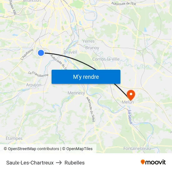Saulx-Les-Chartreux to Rubelles map