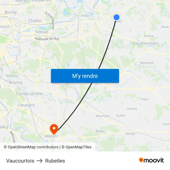 Vaucourtois to Rubelles map