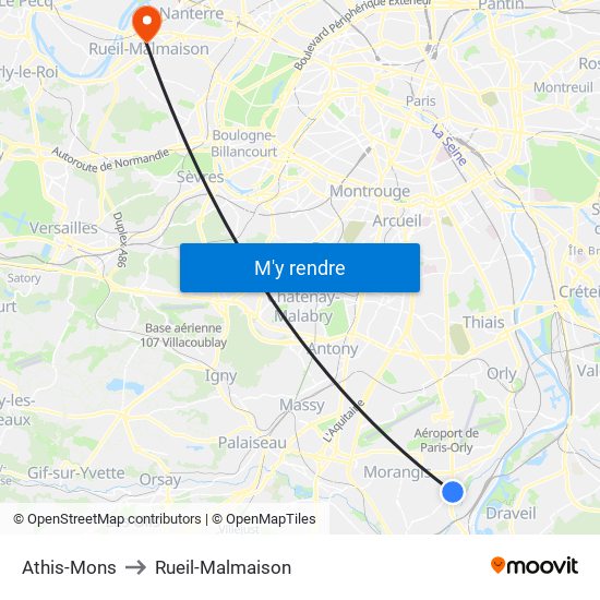 Athis-Mons to Rueil-Malmaison map