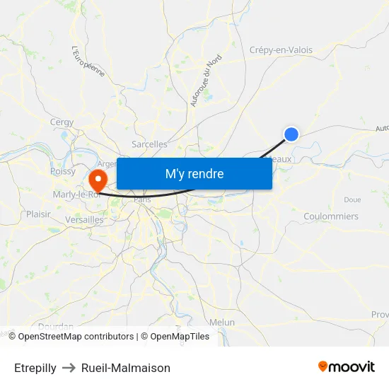 Etrepilly to Rueil-Malmaison map
