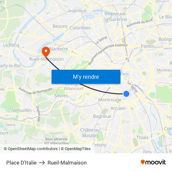 Place D'Italie to Rueil-Malmaison map
