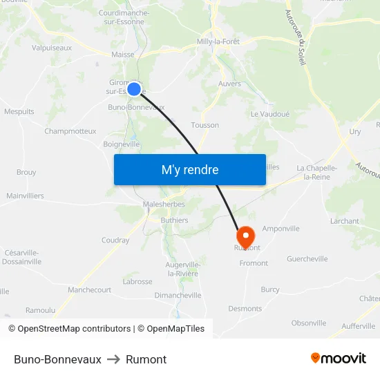 Buno-Bonnevaux to Rumont map