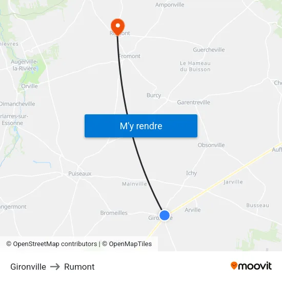 Gironville to Rumont map
