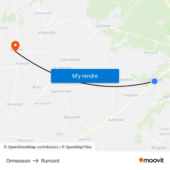 Ormesson to Rumont map