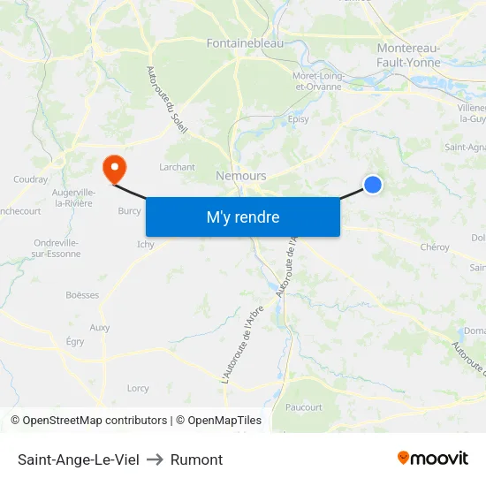 Saint-Ange-Le-Viel to Rumont map
