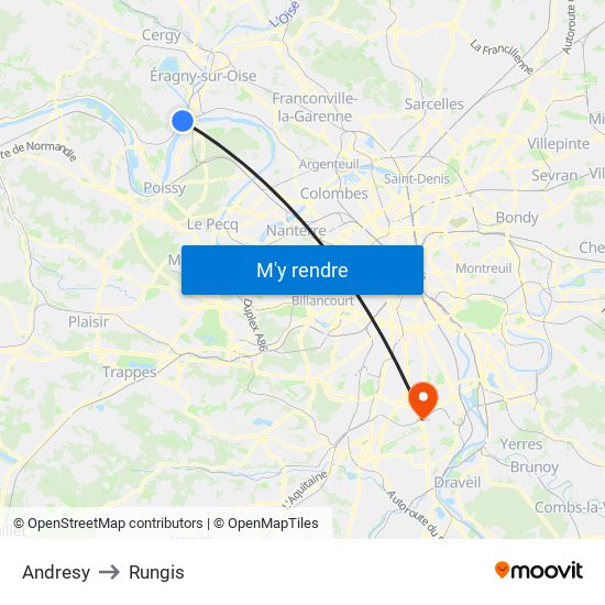 Andresy to Rungis map