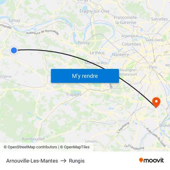 Arnouville-Les-Mantes to Rungis map