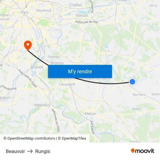 Beauvoir to Rungis map