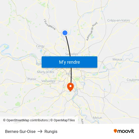 Bernes-Sur-Oise to Rungis map