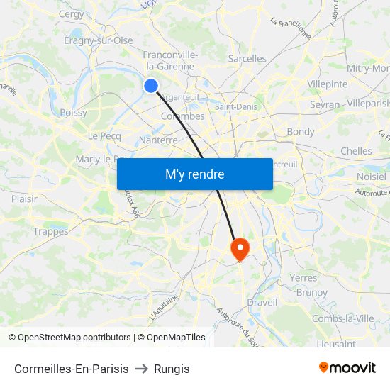 Cormeilles-En-Parisis to Rungis map