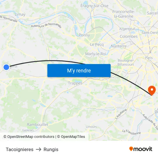Tacoignieres to Rungis map