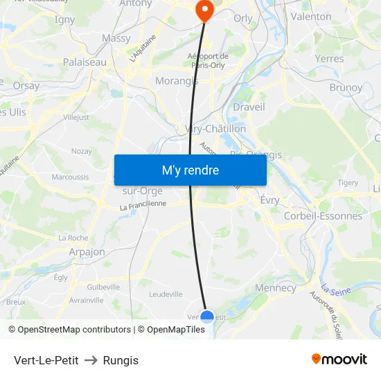 Vert-Le-Petit to Rungis map